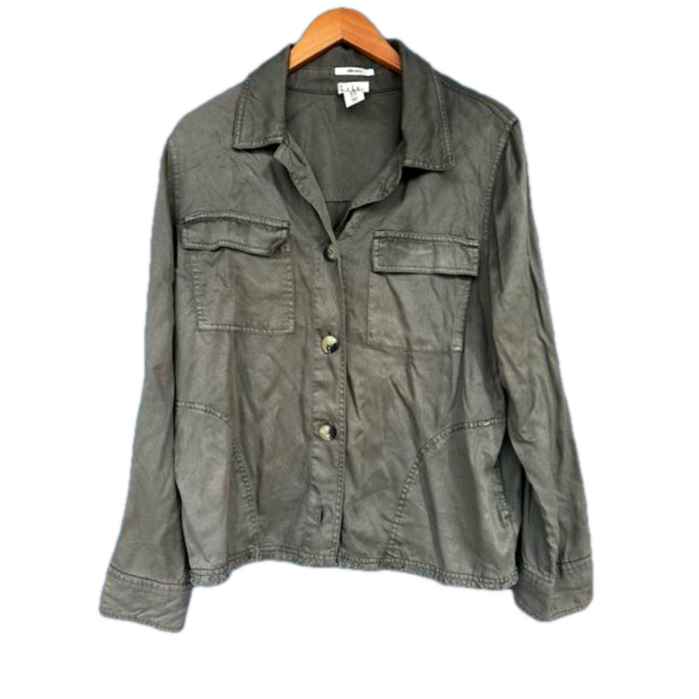 Nicole Miller Button Down Long Sleeve womens size XL Khaki